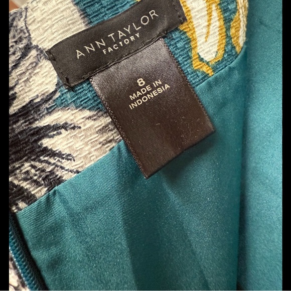 Ann Taylor Factory Floral Pencil Skirt Teal Mustard Jacquard Textured - Size 8 - Picture 5 of 5
